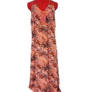 Izzy & Lola Orange and black Spaghetti Strap Lined Maxi Dress Size M